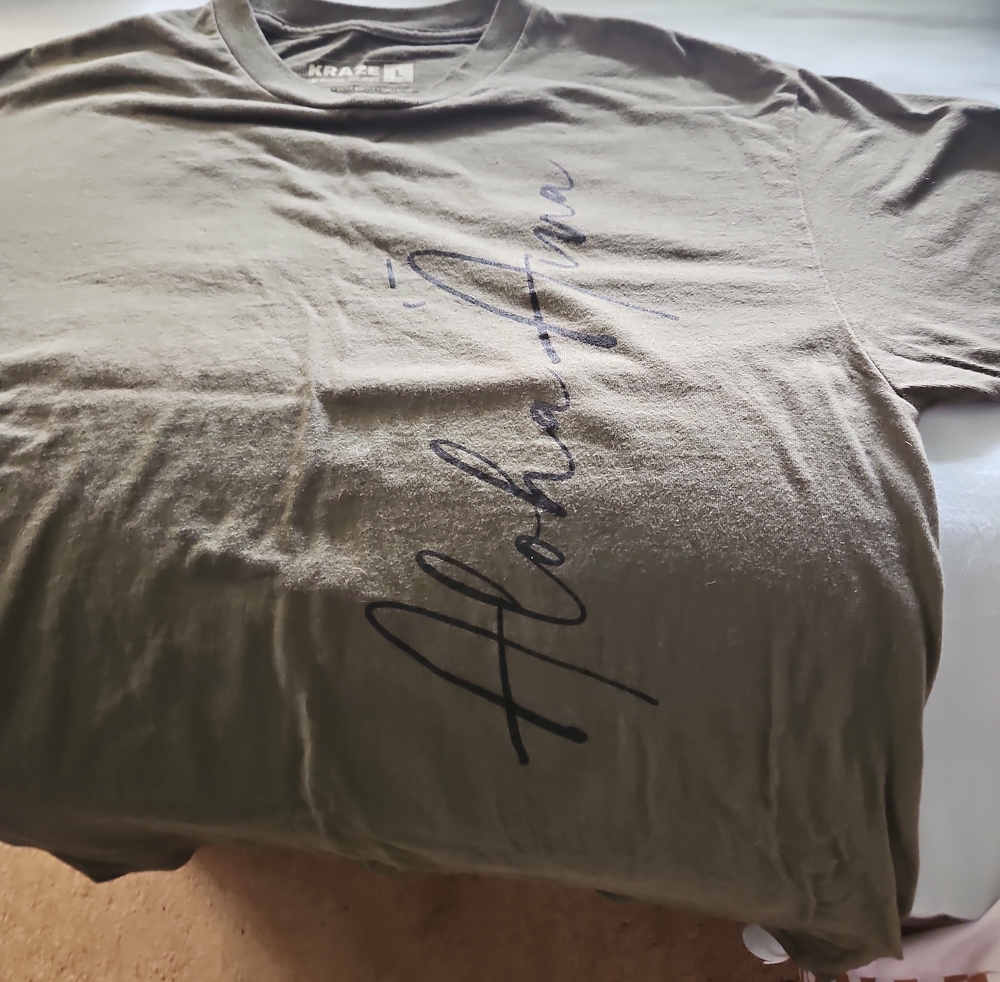 Aloha AINA Olive Green Script Graphic T-Shirt